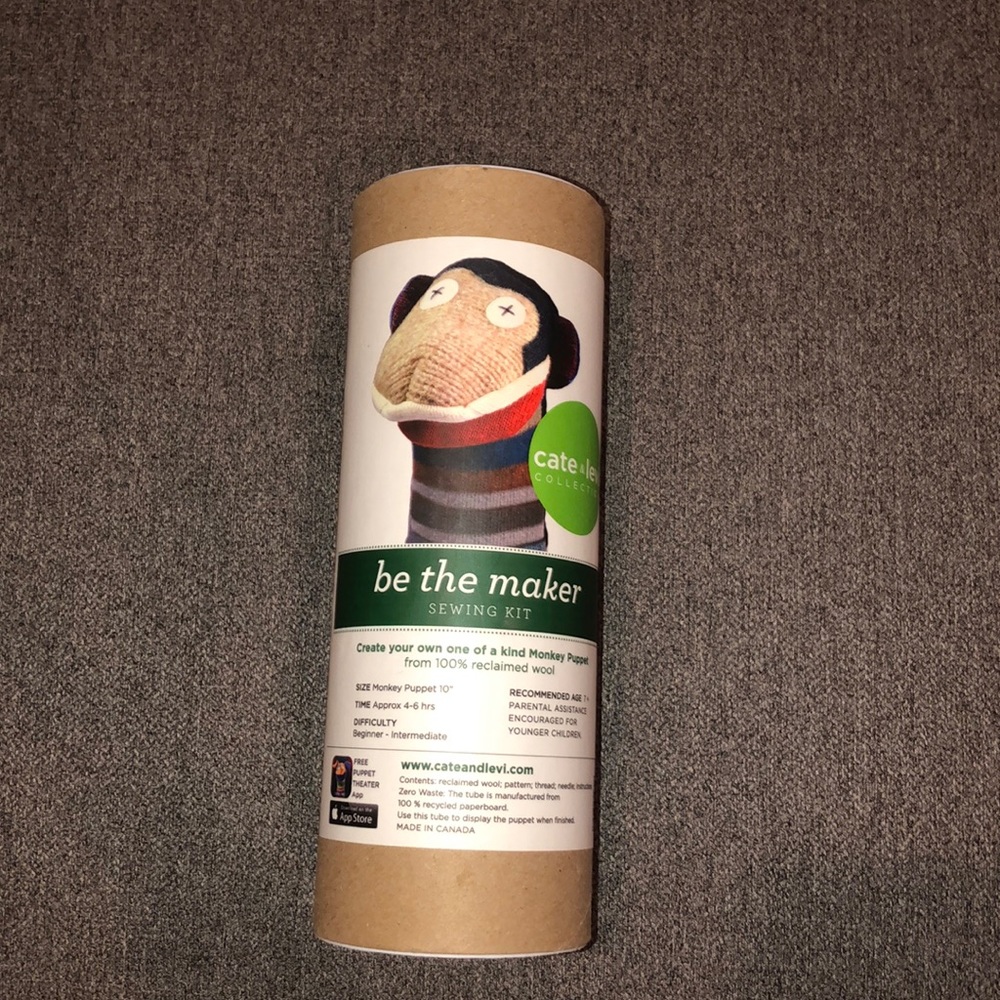 cate & levi Monkey Puppet sewing kit